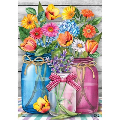 Spring Floral Jars Multicolor Polyester House Flag 28" x 40"