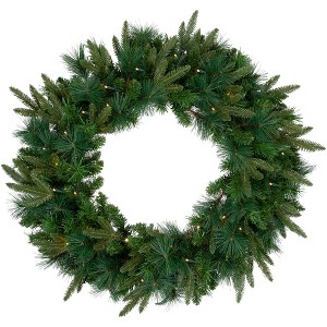 Northlight Real Touch™️ Pre-Lit Rosemary Emerald Angel Pine Artificial Christmas Wreath - 30" - Clear LED Lights - 1 of 4
