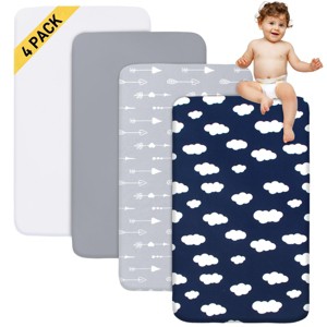 Biloban- 4 Pack Baby Crib Sheets, Crib Sheets Baby, Crib Sheets Baby Boy, Ultra Soft Microfiber 52'' x 28'' - 1 of 4