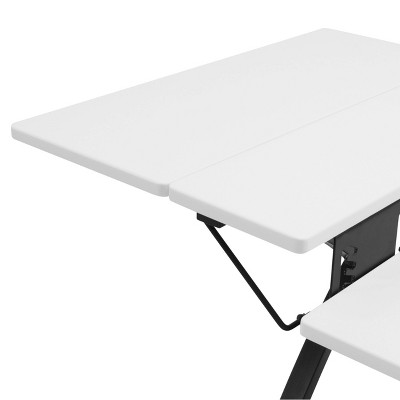Comet Plus Adjustable Black and White Sewing Table with Storage