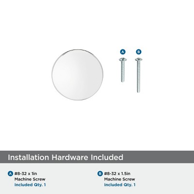 Polished Chrome Round Cabinet Knob with Mounting Hardware