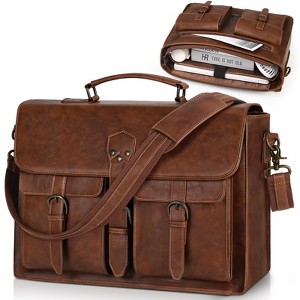 Narwey Messenger Bag for Men 18 Inch Vintage Leather Laptop  display picture 1