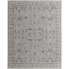 Ivory Blue And Taupe Ikat Distressed Area Rug With Fringe - 4 of 4