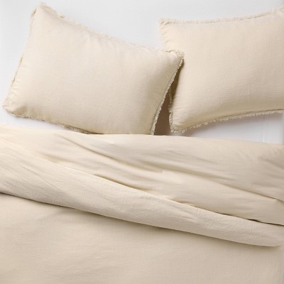 King Natural Cotton Linen Blend Duvet Cover Set