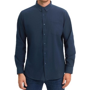 INSPIRE CHIC Men's Long Sleeve Button Down Collar Regular Fit Business Oxford Dress Shirt - 1 of 4