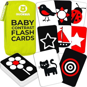 QUOKKA 60 High Contrast Baby Flash Cards 36 Months - Black & White Toddler Flashcards 36 Months in a Bag - Learning Visual Stimulation Pictures - 1 of 4