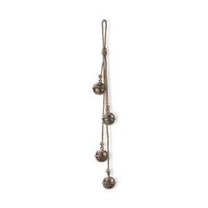 tag Sleigh Bell and Jute Rope Swag Decorative Bells for Christmas Antique Brass Gold 25 in H x 2.3 in L x 2.3 in W - 1 of 2