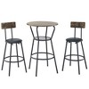 DOMETOUR Round Bar Table and Stool Set with Shelf Upholstered Stool with Backrest Brown - 2 of 4