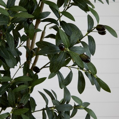 Elegant 6ft Lifelike Olive Tree with Silk Foliage in Plastic Pot