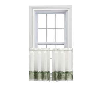 Ellis Curtain Madelyn Ruflled Victorian 1.5" Rod Pocket Window Curtain Tiers Sage