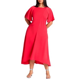ELOQUII Women's Plus Size Seam Detail Relaxed Midi Dress - 1 of 3