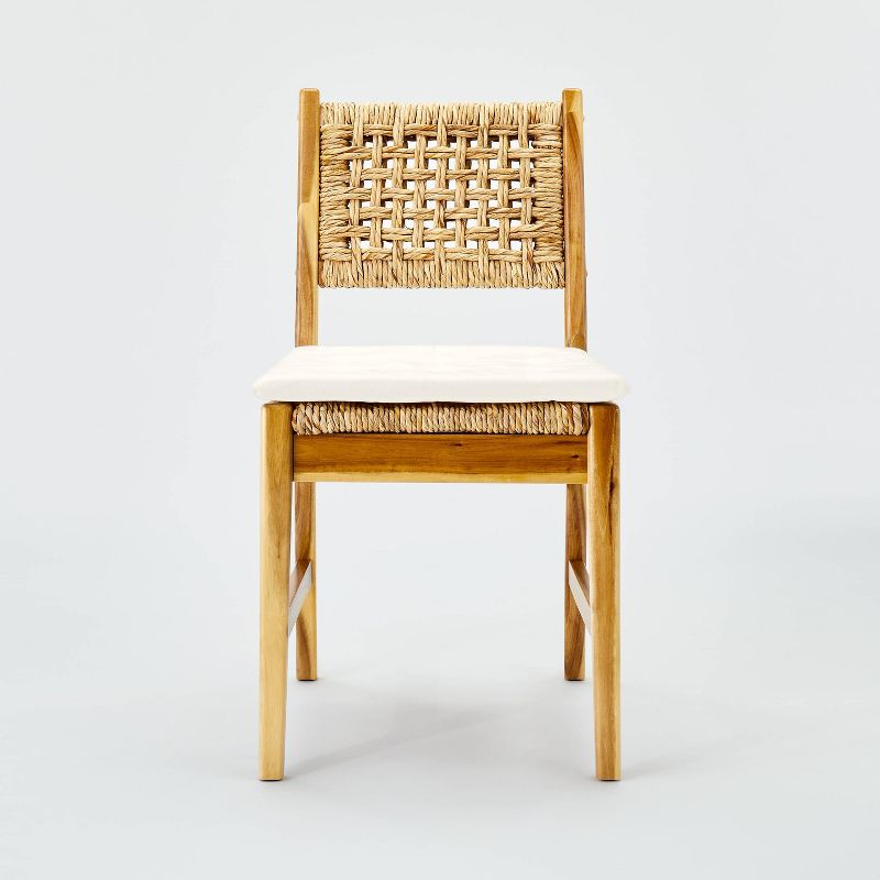 2pk Temescal Valley Wood and Woven Dining Chairs with Cushion Cream - Threshold&#8482; designed with Studio McGee, 4 of 14
