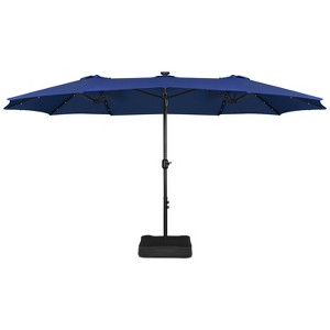 Yaheetech 15 ft Twin Patio Parasol Outdoor Market Umbrella  with Crank & 36 LED Lights - 1 of 4
