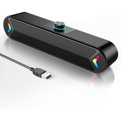 LENRUE Computer Speakers,Wired USB-Powered Sound-bar with 10W Stereo Sound for PC Desktop,Plug-n-Play