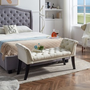 NicBex 50" Storage Bench Modern Velvet Armrest Button-Tufted Ottoman Bench for Bedroom, Entryway - 1 of 4