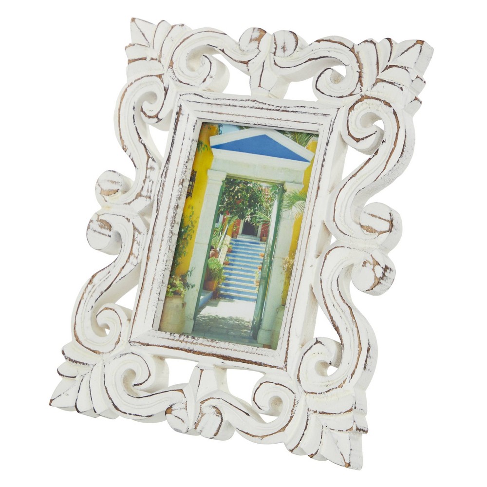 Photos - Photo Frame / Album 10"x8" Mango Wood Scroll Handmade Intricate Carved 1 Slot Photo Frame Whit