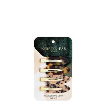 Kristin Ess Setting Clips for Hair Styling + Curl Setting - Non Slip, No Crease - Tortoise - 4ct