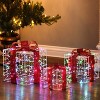 LuxenHome 3-Piece Lighted LED Christmas Holiday Presents Decoration with Remote, Indoor and Outdoor Red - 2 of 4