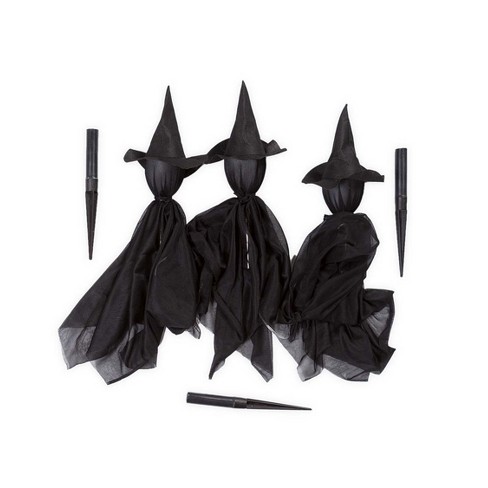 Hearthsong 20-inch Set Of 3 Glowing Witches Garden Stakes With ...