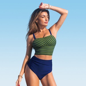 Women's Harbor View Striped Tankini Set - Cupshe - 1 of 4