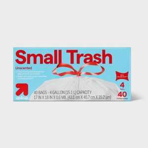 UltraStretch Drawstring Small Trash Bags - Unscented - 4 Gallon - 40ct - up&up™ - 1 of 3