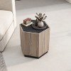 Coffee Table Hexagon,Farmhouse Style Side Table,Sofa Arm Table With 2 Drawers-Maison Boucle - 4 of 4