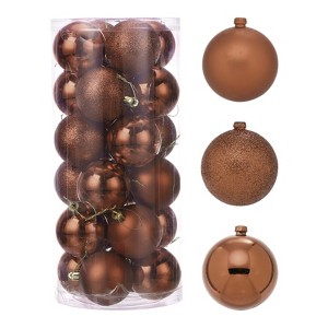 Unique Bargains Plastic Party Wedding Christmas Barrel Packed Hanging Ornament Balls 2.4" 24 Pcs - 1 of 4