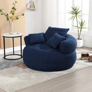 KTMBDW Round Chaise Longue Chair, Modern 50-inch Upholstered Chenille Deep Seat Circle Single Cloud Floor Sofa Chair for Living Room - 1 of 4