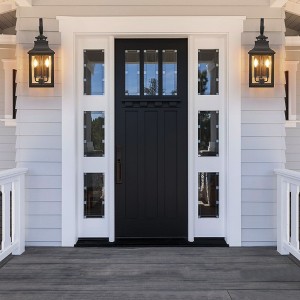 23" H 1-Pack Outdoor Wall Lantern Light Vintage Black Metal Sconce with Clear Seeded Glass for Porch, Patio, and Garden (Bulb Not Included) - 1 of 4