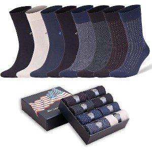 Men’s Bamboo Rayon Dress Socks 8 Pairs Assorted Colors Size 8-11.5 Soft and Breathable - 1 of 3