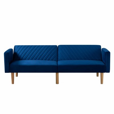 77.2” Futon Sofa Bed,Multi-functional Split-back Design Convertible Sofa,Twin Size Futon Sleeper,Perfect for Small Spaces,Navy Blue