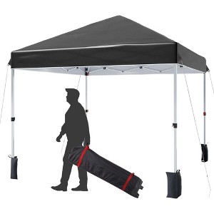 Outdoor Tent, Portable Coating Tent 10 x 10 ft, Picnic Tent, Folding Canopy Tent with Hand Bag, Waterproof Windproof UV Protection Tent, Black - 1 of 4