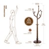 Bekrvio 74” Freestanding Solid Wood Coat Rack Tree with Hooks,Heavy Duty Standing Coat Tree with Round Base for Clothes/Hat in Entryway Bedroom - 3 of 4