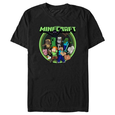 Men's Minecraft Heroes And Mobs T-shirt - Black - X Large : Target