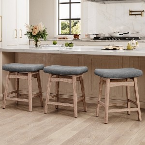Captiva Designs 24 inch Height Bar Stool with Padded Seat & Solid Wood Frame & Footrest - 1 of 4