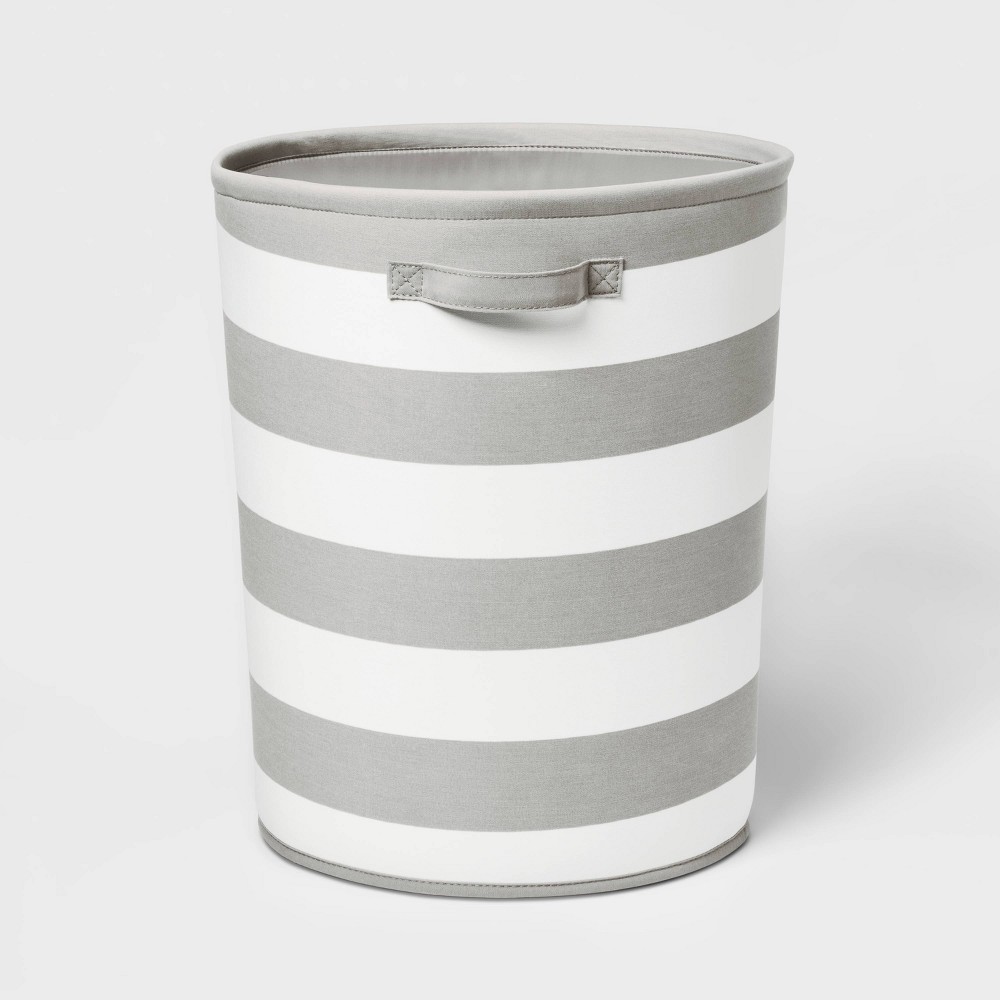 Photos - Other Decoration Extra Large Canvas Striped Kids' Bin Gray - Pillowfort™: Toy Storage, Decorative Circular Bin, 38.2 Volume Capacity