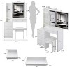 Small White Vanity Table with Cushioned Stool, Tri-Color LED Mirror & Sliding Drawer for Compact Bedroom Corners-Cuddlewood - 4 of 4
