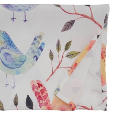 Multicolor Birds and Branches Polyester Square Tablecloth
