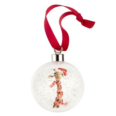 Royal Worcester Wrendale Designs Bauble, 2.6" Holiday Decoration Christmas Tree Ornament, Festive Bauble with Red Ribbon