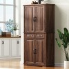 Farmhouse Pantry Cabinet with 3 Pull Out Organizers, 6 Door Shelves & 2 Drawers, 71" Tall Kitchen Storage Hutch for Dining Room-3irtyhousy - 2 of 4