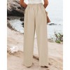 Womens Wide Leg Long Pants Casual Button Up High Elastic Waisted Business Offices Trousers Straight Pants with Pocket - 3 of 4