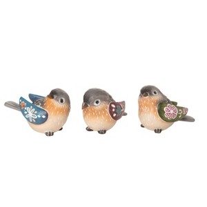 Transpac Resin Flower Detail Bird Set of 3 Spring Home Decorations - 1 of 1