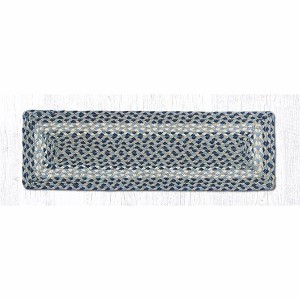 Earth Rugs Blue/Natural Jute Rectangle Stair Tread 27"x8.25" Eco-Friendly Home Accent - 1 of 3