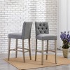 WestinTrends 29" Linen Fabric Tufted Bar Stool (Set of 2) - 2 of 4