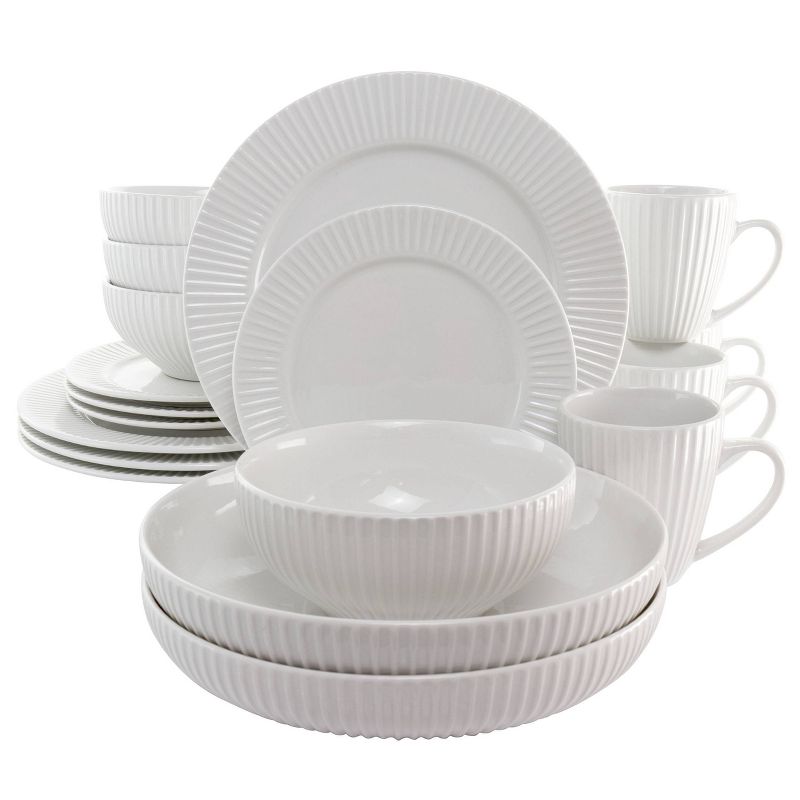 18pc Porcelain Elle Dinnerware Set White - Elama, 1 of 8