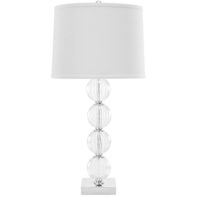 Amanda Clear Glass Bubble Stem Nightstand Lamps with Empire Shades, Set of 2