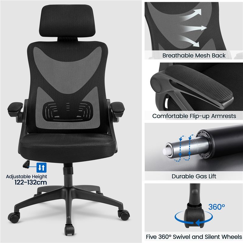 Yaheetech High Back Office Chair Computer Chair with Armrest, 4 of 11