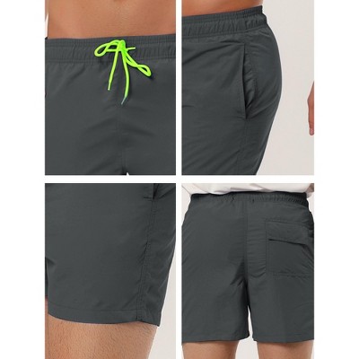 INSPIRE CHIC Men's Summer Beach Solid Color Mesh Lining Drawstring Waist Board Shorts Gray 34 — фото 6