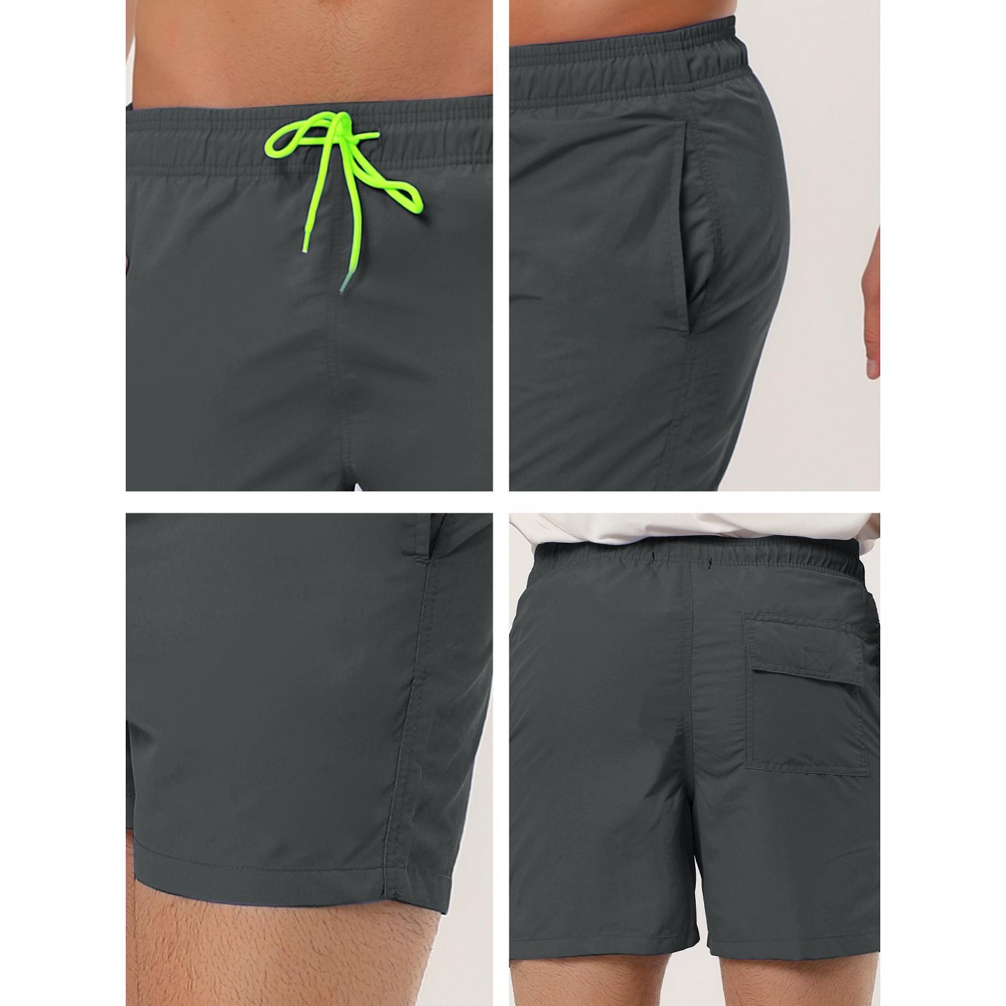 Мужские шорты INSPIRE CHIC Summer Beach Solid Color Mesh Lining Drawstring Waist Board Shorts Gray 34, цвет: Серый — фото 6