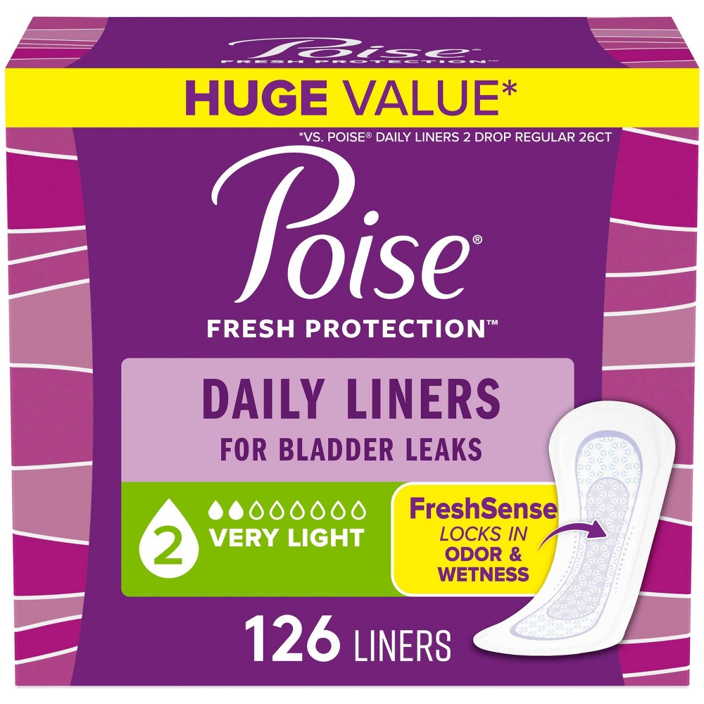 Poise Incontinence Daily Panty Liners Very Light Absorbency - 126ct